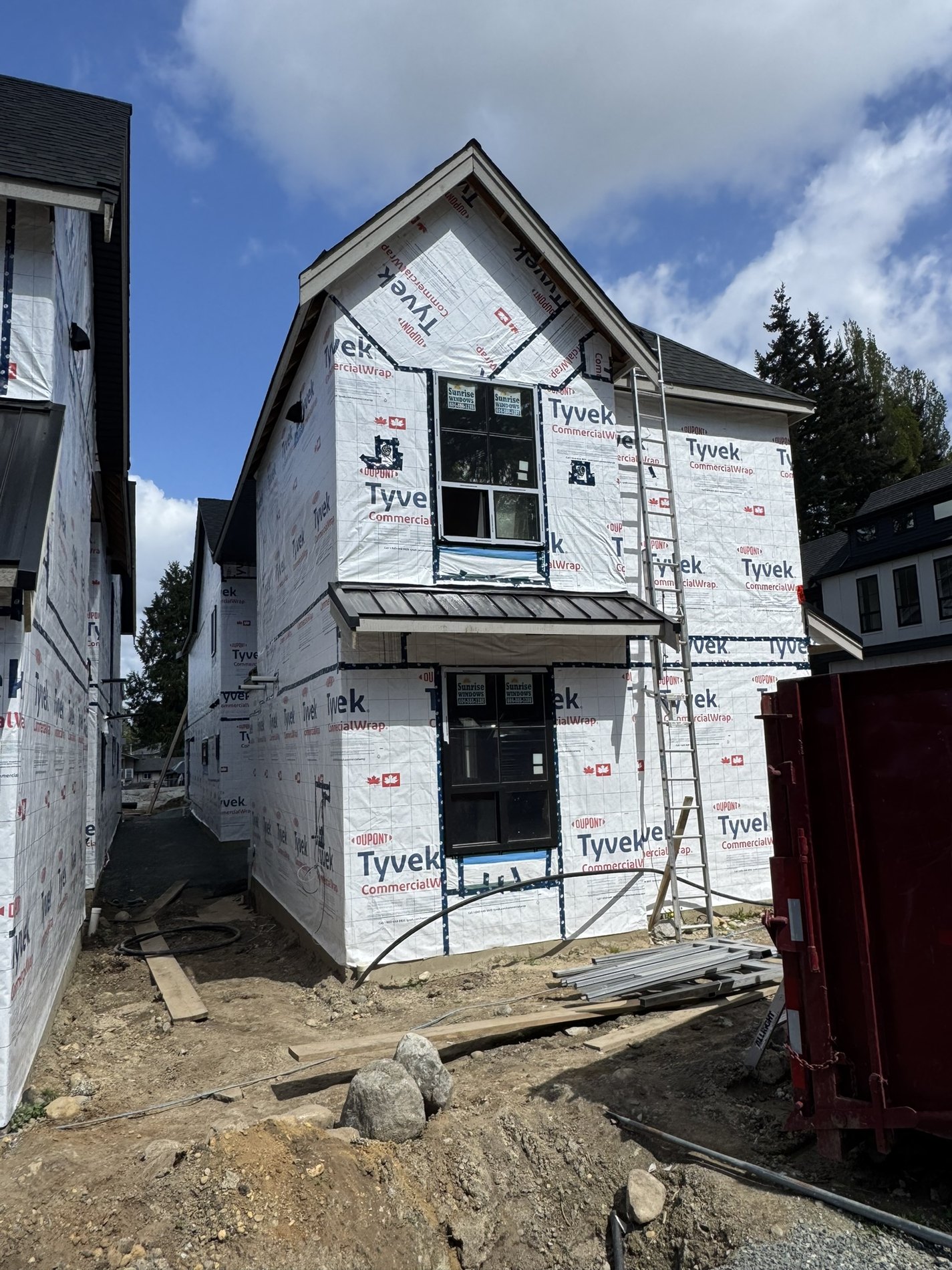 New construction building envelope preparation with Tyvek wrap