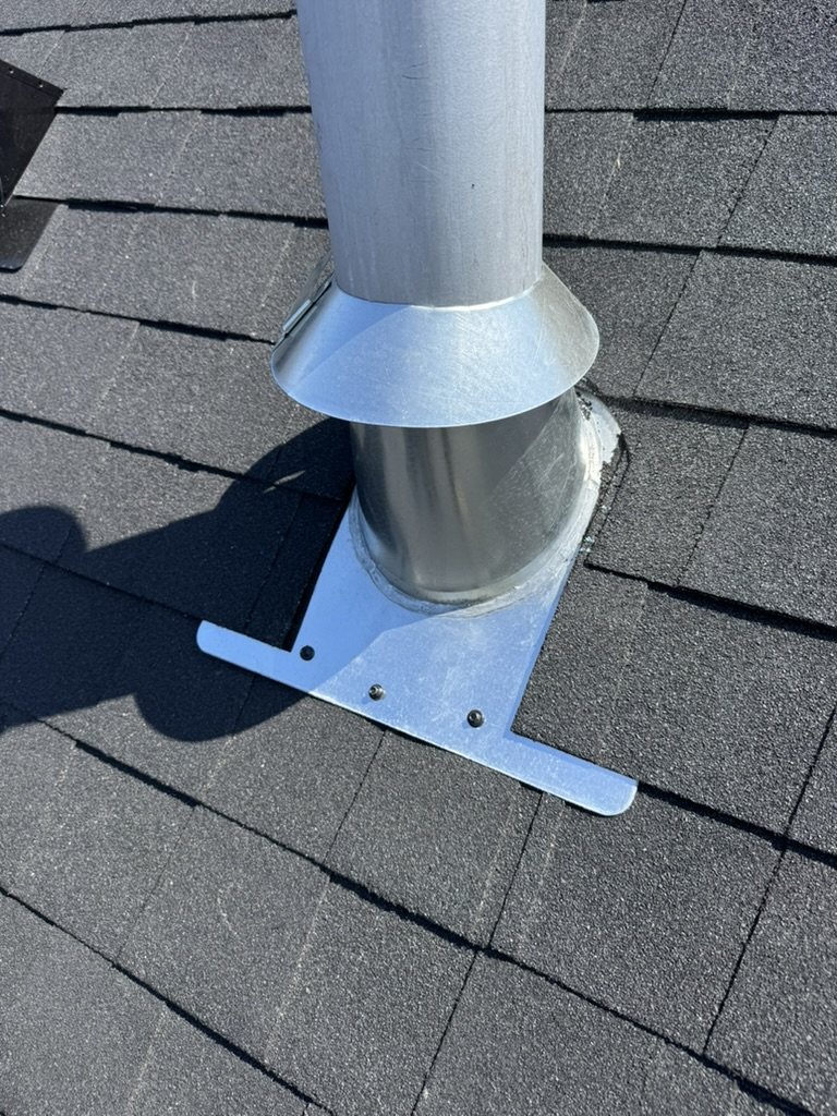 Pipe flashing detail on roof