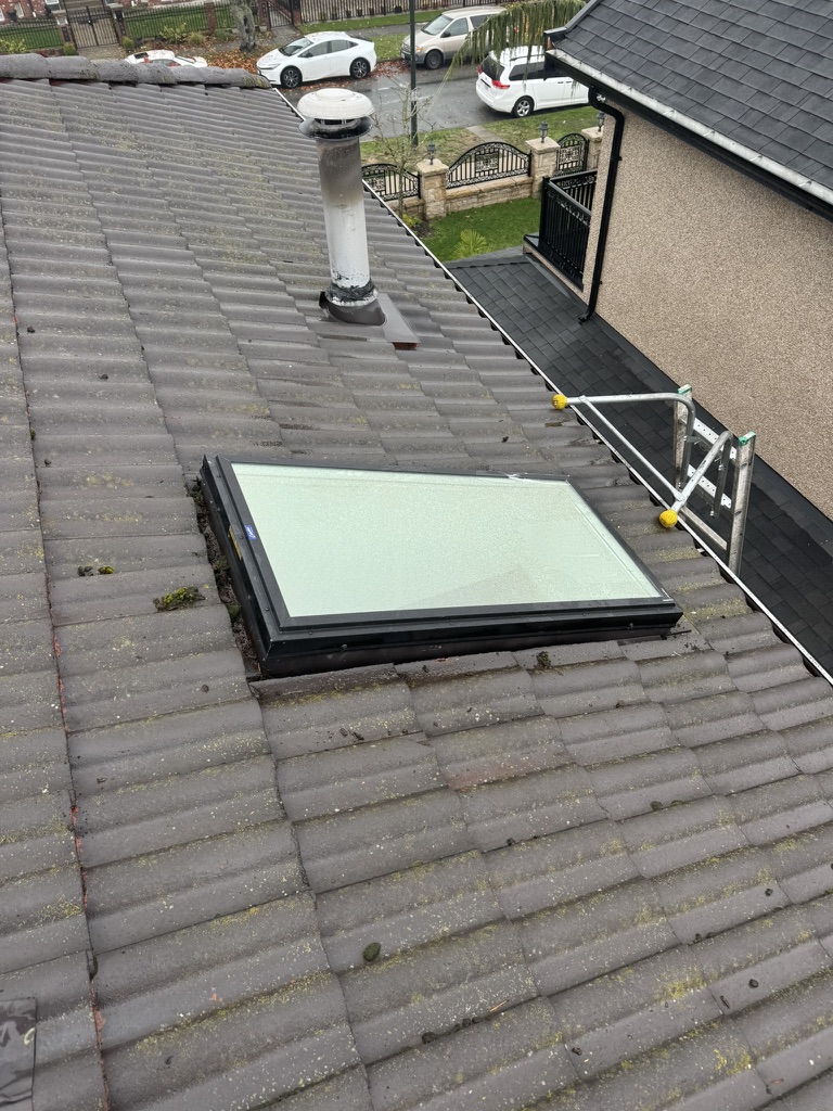 Skylight and surrounding tile roof detail