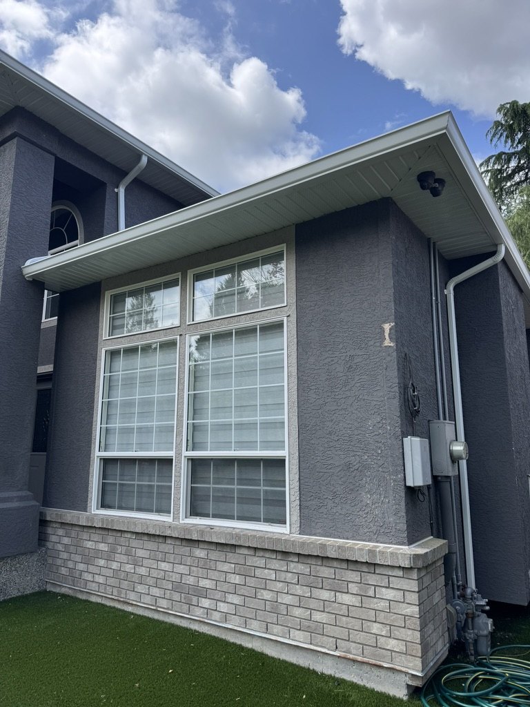 Finished soffit, fascia, gutter and downspout roofline